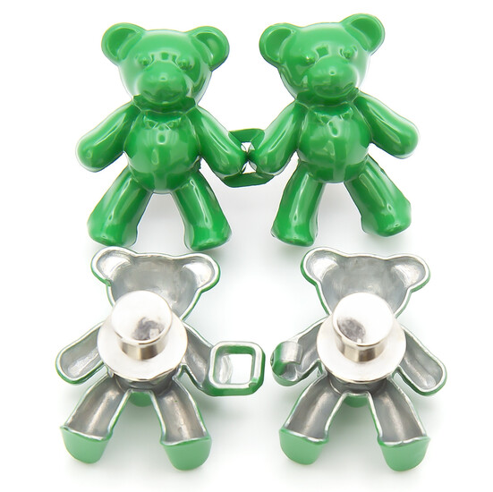 Зажим-застежка для джинс Мишки, 1 уп., размер 40х26мм, цвет Зеленый