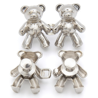 Зажим-застежка для джинс Мишки, 1 уп., размер 40х26мм, цвет Платина