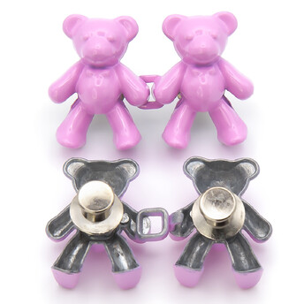 Зажим-застежка для джинс Мишки, 1 уп., размер 40х26мм, цвет Розовый светлый