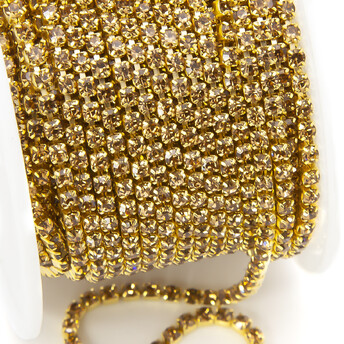 Стразовая цепь ss8 (2,5 мм) 1 м Brown gold