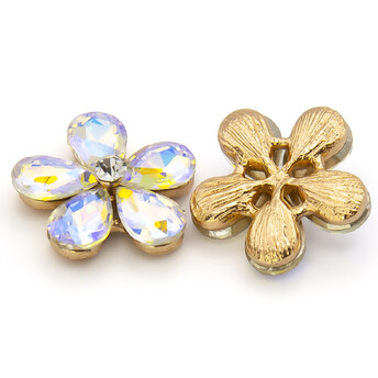 Стразовый декор Цветок 5 лепестков 21х7 мм Желтый АВ 1 шт.