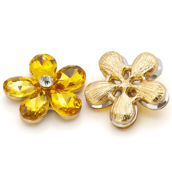Стразовый декор Цветок 5 лепестков 21х7 мм Желтый 1 шт.
