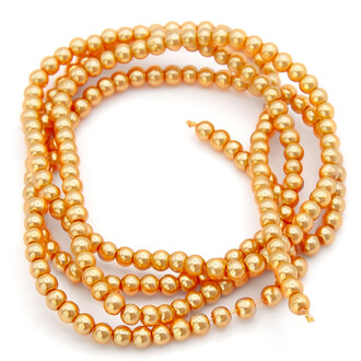 Бусины стекло под жемчуг Шар 6 мм ±140 шт. 80 см 36 Янтарный