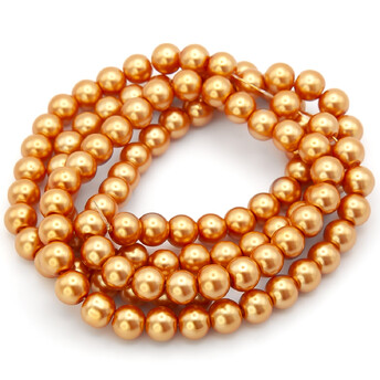 Бусины стекло под жемчуг Шар 10 мм ±90 шт. 80 см 36 Янтарный