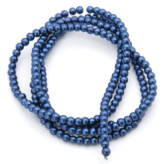 Бусины стекло под жемчуг Шар 3 мм ±210 шт. 62 см 15 Синий темный