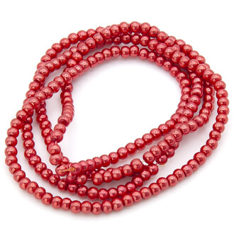 Намистини скло під перли Куля 6 мм ±140 шт. 80 см 74 Кораловий