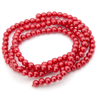 Бусины стекло под жемчуг Шар 10 мм ±90 шт. 80 см 74 Коралловый
