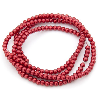Намистини скло під перли Куля 4 мм ±210 шт. 80 см 51 Червоний