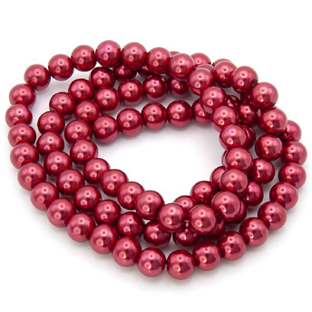 Бусины стекло под жемчуг Шар 10 мм ±90 шт. 80 см 51 Красный