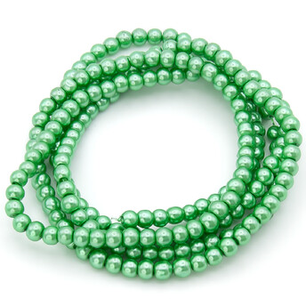 Бусины стекло под жемчуг Шар 4 мм ±210 шт. 80 см 69 Салатовый 2