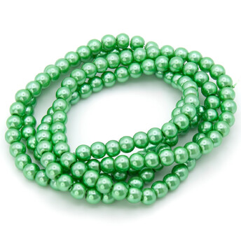 Бусины стекло под жемчуг Шар 10 мм ±90 шт. 80 см 69 Салатовый 2