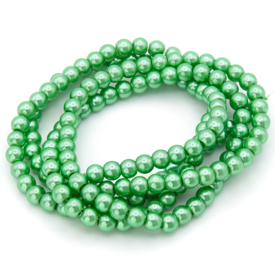 Бусины стекло под жемчуг Шар 10 мм ±90 шт. 80 см 69 Салатовый 2
