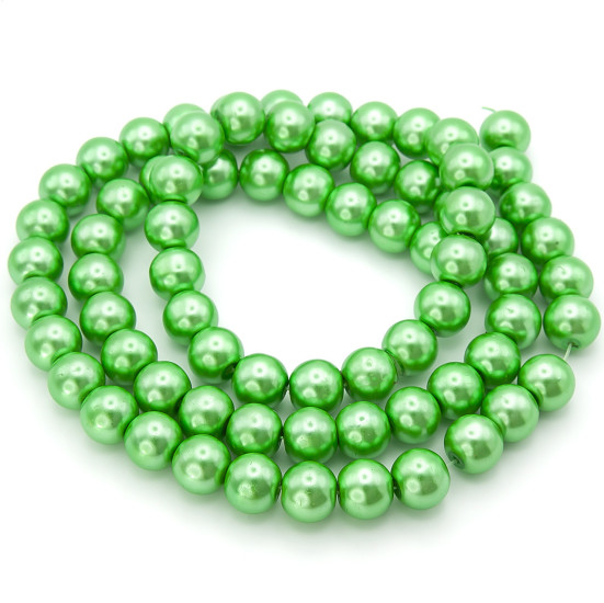 Бусины стекло под жемчуг Шар 12 мм ±68 шт. 80 см 69 Салатовый 2