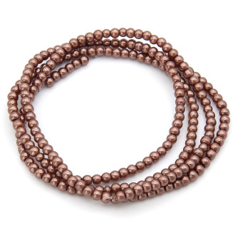 Бусины стекло под жемчуг Шар 3 мм ±210 шт. 62 см 30 Коричневый 2