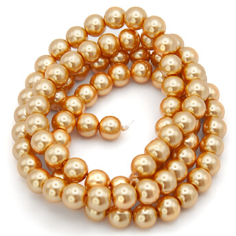 Бусины стекло под жемчуг Шар 10 мм ±90 шт. 80 см 33 Персиковый