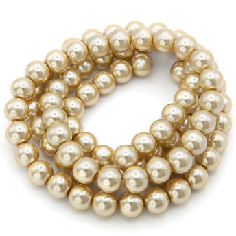 Бусины стекло под жемчуг Шар 10 мм ±90 шт. 80 см 42 Шампань бежевый