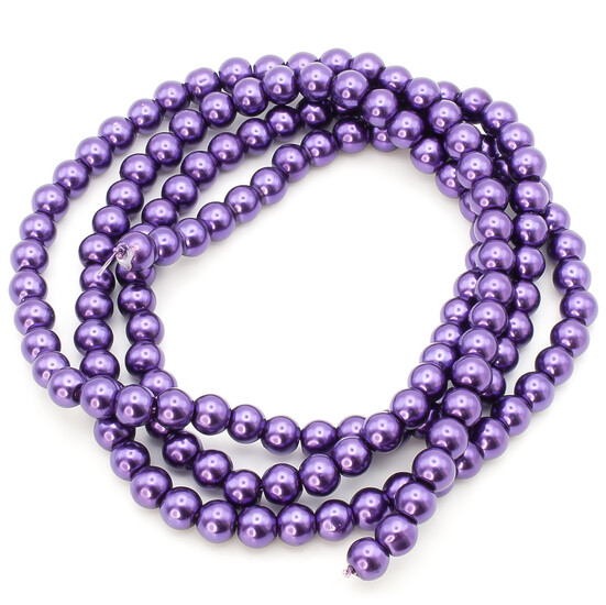 Бусины стекло под жемчуг Шар 3 мм ±210 шт. 62 см 76 Фиолетовый