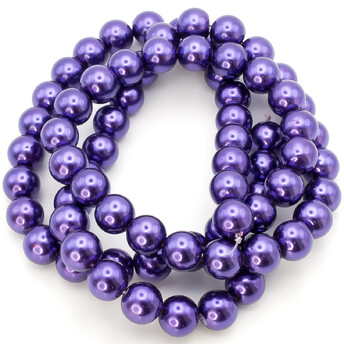 Бусины стекло под жемчуг Шар 10 мм ±90 шт. 80 см 76 Фиолетовый