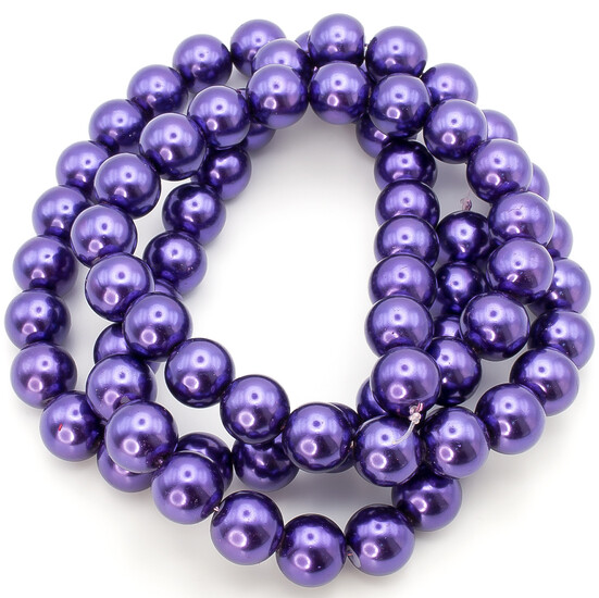 Бусины стекло под жемчуг Шар 10 мм ±90 шт. 80 см 76 Фиолетовый
