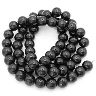 Бусины стекло под жемчуг Шар 10 мм ±90 шт. 80 см 80 Черный