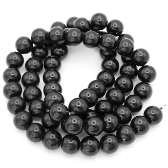 Бусины стекло под жемчуг Шар 10 мм ±90 шт. 80 см 80 Черный