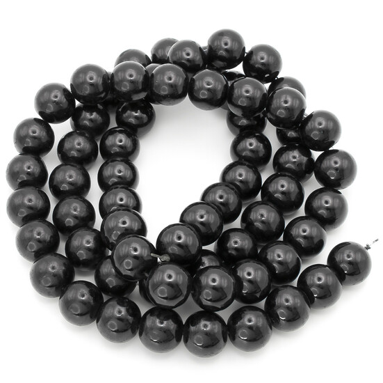 Бусины стекло под жемчуг Шар 10 мм ±90 шт. 80 см 80 Черный