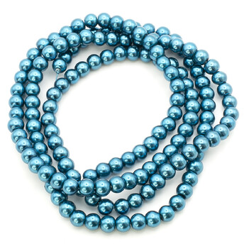 Бусины стекло под жемчуг Шар 10 мм ±90 шт. 80 см 06 Синий