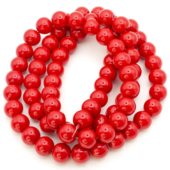 Бусины стекло под жемчуг Шар 12 мм ±68 шт. 80 см 55 Красный