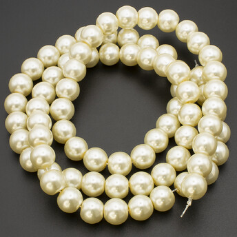 Бусины стекло под жемчуг Шар 12 мм ±68 шт. 80 см 03 Белый теплый