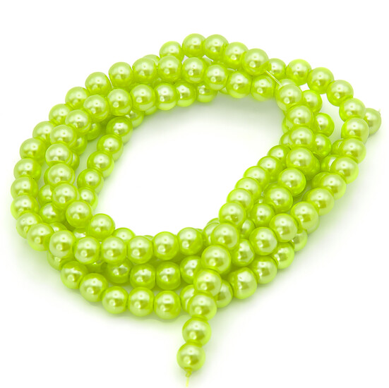 Бусины стекло под жемчуг Шар 4 мм ±210 шт. 80 см 66 Салатовый