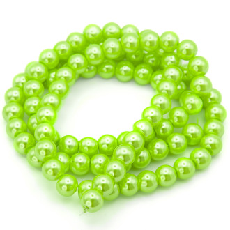 Бусины стекло под жемчуг Шар 10 мм ±90 шт. 80 см 66 Салатовый