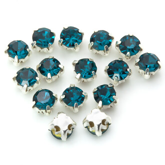 Стразы в цапах пришивные Круглые 4 мм Море 60 шт.