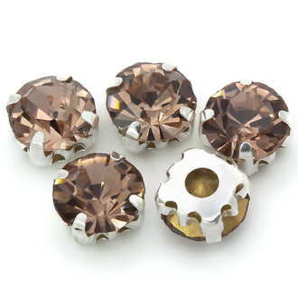 Стразы в цапах пришивные Круглые 8 мм Бежевый 30 шт.