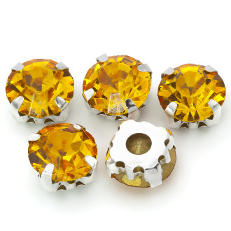 Стразы в цапах пришивные Круглые 8 мм Желтый 30 шт.