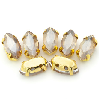 Стразы в золотых цапах Лодочка 4х8 мм Шампань 10 шт.