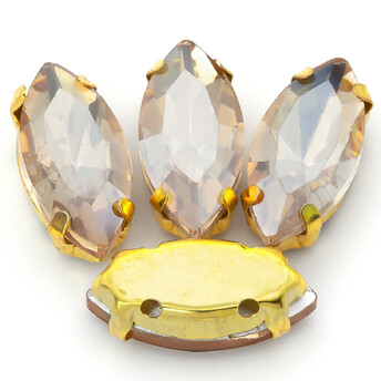 Стразы в золотых цапах Лодочка 7х15 мм Шампань 10 шт.