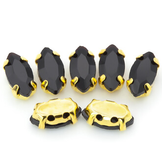 Стразы в золотых цапах Лодочка 5х10 мм Черный 10 шт.