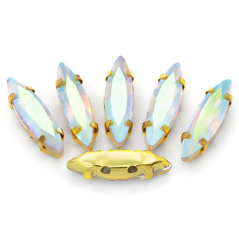 Стразы в золотых цапах Лодочка 4х15 мм АВ 10 шт.