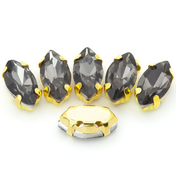 Стразы в золотых цапах Лодочка 5х10 мм Серый 10 шт.