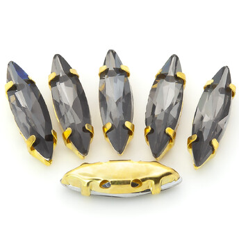 Стразы в золотых цапах Лодочка 4х15 мм Серый 10 шт.