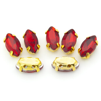Стразы в золотых цапах Лодочка 4х8 мм Красный 10 шт.