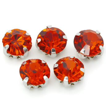 Стразы в цапах пришивные Круглые 8 мм Оранжевый 30 шт.