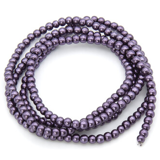 Бусины стекло под жемчуг Шар 3 мм ±210 шт. 62 см Фиолетовый темный