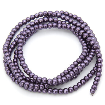 Бусины стекло под жемчуг Шар 4 мм ±210 шт. 80 см Фиолетовый темный