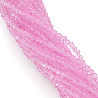 Намистини кришталеві Біконус 2,3х3 мм Ø 0,8 мм (+-160 шт.) Рожевий