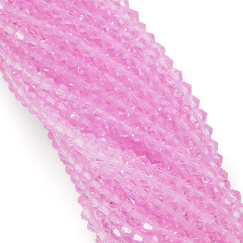 Бусины хрустальные Биконус 4х4,2 мм Ø 1 мм (+-95 шт.) Розовый