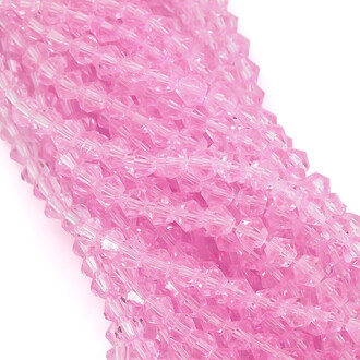 Бусины хрустальные Биконус 6,2х6 мм Ø 1 мм (+-46 шт.) Розовый