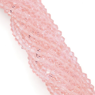 Намистини кришталеві Біконус 4х4,2 мм Ø 1 мм (+-95 шт.) Рожевий світлий