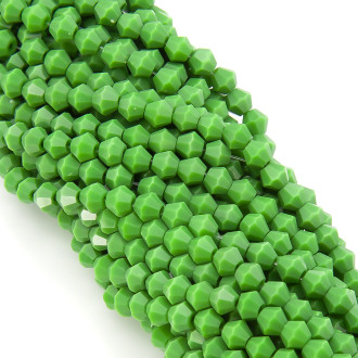 Бусины хрустальные Биконус 4х4,2 мм Ø 1 мм (+-95 шт.) Зеленый непрозрачный