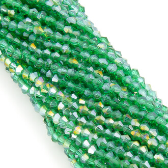 Бусины хрустальные Биконус 3,5х3,2 мм Ø 0,8 мм (+-125 шт.) Зеленый АВ
